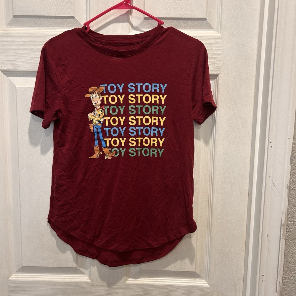 Disney Pixar Toy Story 4‎ Woody Graphic T-Shirt Maroon Women's Med 7-9 Short Slv
